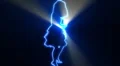 ser-8 - neon outlined gogo dancer silhouette in blue with light rays HD Footage