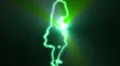 ser-8 - neon outlined gogo dancer silhouette in green with light rays HD Footage