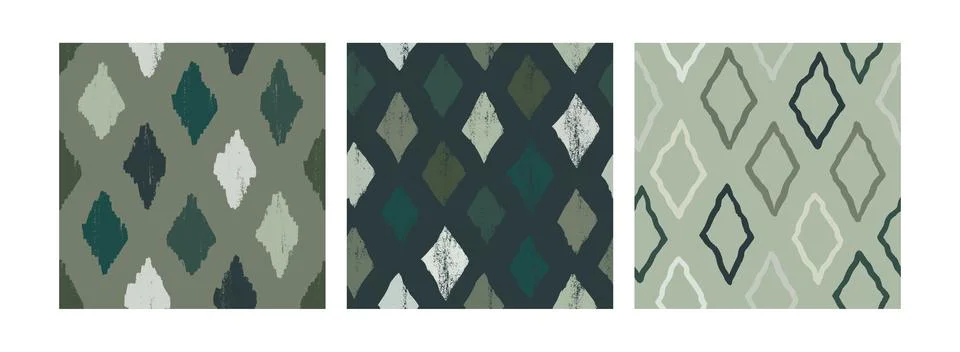 Ser drawn seamless textured pattern with rhombus and diamonds for backgrounds Stock Illustration