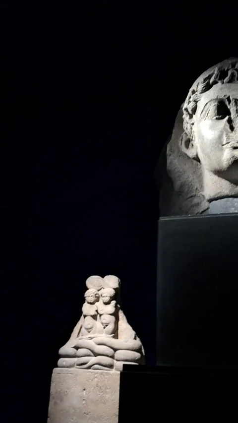 Serapis and Isis Serpent Statue Greco-Roman Museum Alexandria Stock Footage 345349549