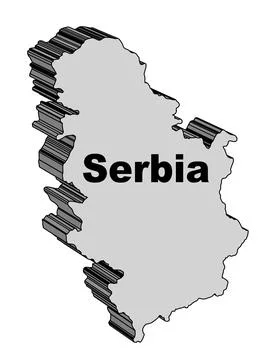 Serbia 3D Map Stock Illustration
