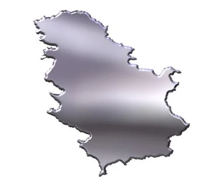 Serbia 3D Silver Map Stock Illustration