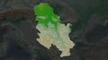 Serbia and capital circled and zoomed. Physical 4k or 4k+ Resolution