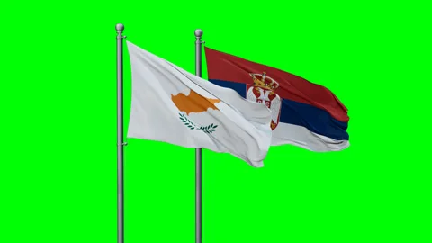 Serbia and Cyprus two flags Stock Footage 293206275