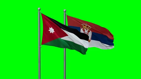 Serbia and Jordan two flags Stock Footage 292801762