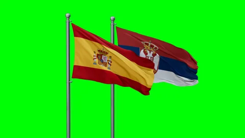 Serbia and Spain two flags Stock Footage 289658460