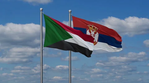 Serbia and Sudan two flags Stock Footage 286095341