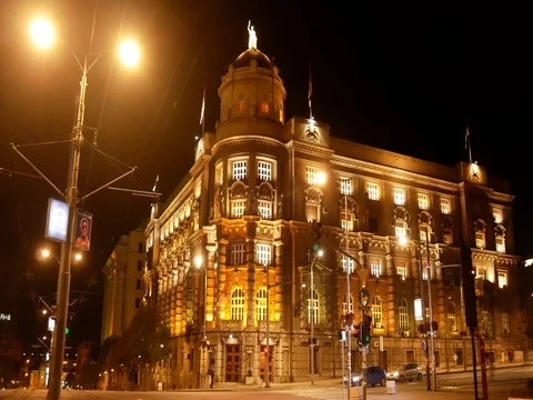 Serbia Beograd Palata Ministarstva finansija Kraljevine Jugoslavije Stock Footage