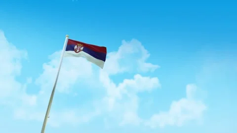 Serbia Flag 3D Render Animation with Fighter Jets Formation in Blue Sky Video stock 332310902