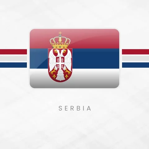Serbia Flag Button Icon, Waving Serbian National Symbol, 3D Glossy Tricolor.. Stock Footage 332066520