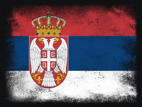 Serbia Flag design composition of exploding powder and paint, isolated on a b Stock Illustration