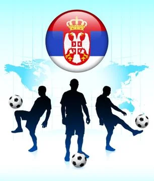 Serbia Flag Icon on Internet Button with Soccer Team Stock Illustration