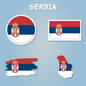 Serbia flag inside the Serbian map borders vector illustration. Stock Illustration