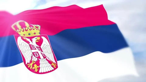 Serbia Flag Seamless Loop 4k 60fps on Sky Background Stock Footage 340620736