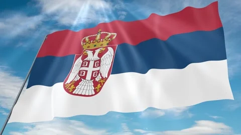 Serbia Flag Seamless Loop 4k 60fps on Sky Background 動画素材 341765999