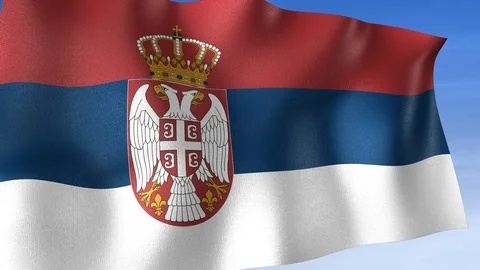 Serbia Flag - Set of 3 Angles with Masks [3WaveSeries] Stock Footage 102777650