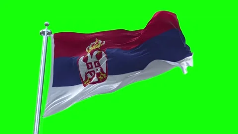 Serbia Flag Waving in Loopable and Textured green screen background Stock Footage 296876283