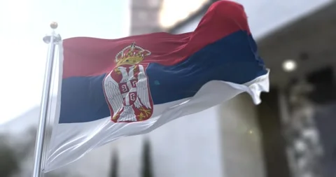 Serbia-flag-waving-seamless-loop-4k-60fps Stock Footage 331134468