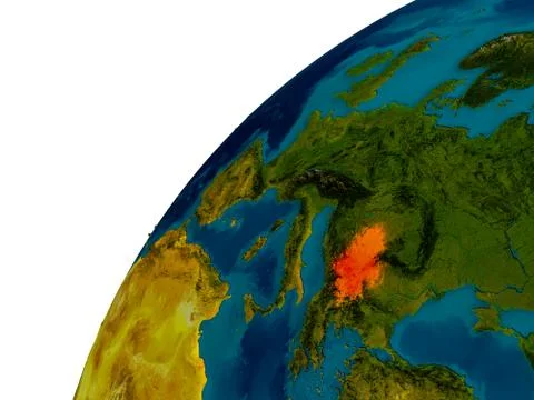 Serbia on globe Stock Illustration