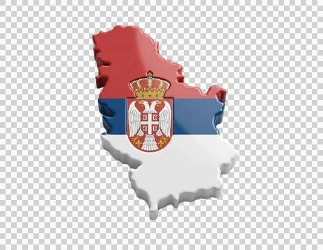 Serbia map 3d isometric render with national flag colors for international .. Stock Illustration