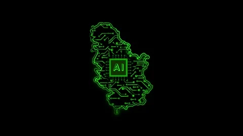 Serbia Map AI Chipset Technology Opener Stock Footage 337082214