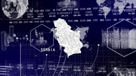 Serbia Map Animation Loop | Growth, GDP, Oil Economy &amp; Development Insights Stock Footage 331582274