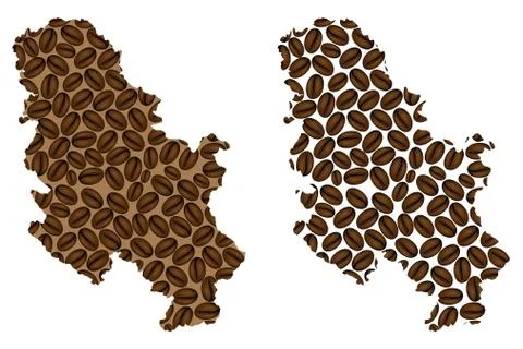 Serbia -  map of coffee bean Stock Illustration