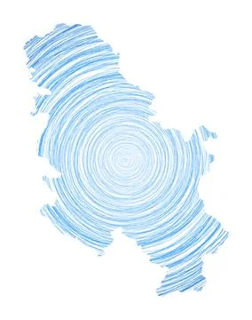 Serbia map filled with concentric circles. Sketch style circles in shape of.. Stock Illustration