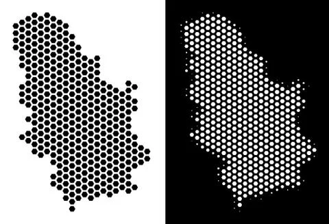 Serbia Map Hex Tile Scheme Ilustração Stock