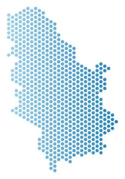 Serbia Map Hexagonal Scheme Stock Illustration