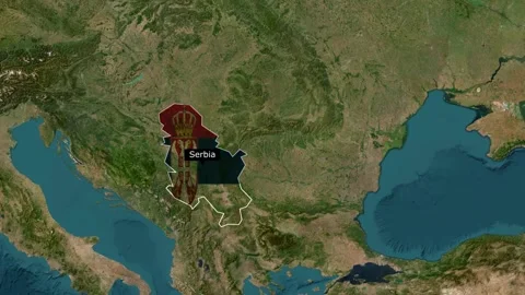 Serbia  new map with flag Stock Footage 294085846