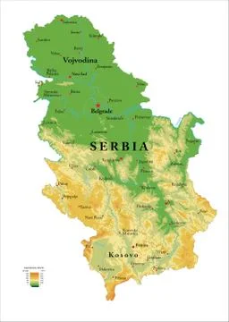 Serbia physical map Stock Illustration