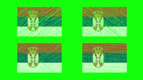 Serbia Scribble Animation on Green Screen Background. Looping seamless anim.. Stock Footage 228401756