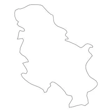 Serbia - solid black outline border map of country area. Simple flat vector Stock Illustration