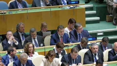 Serbian delegation at the United Nations General Assembly Stock Footage