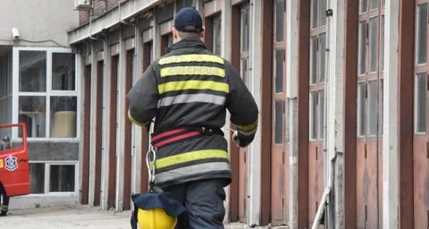 Serbian firefighter in uniform Stock Photos