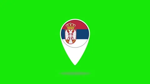 Serbian flag bouncing inside location pin icon on green screen Stock Footage 314743975