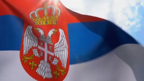 Serbian Flag Flapping Stock Footage 118962692