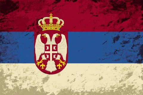 Serbian flag. Grunge background. Vector illustration Stock Illustration