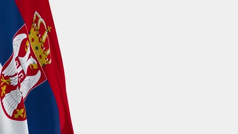 Serbian Flag on Left Side, Waving National Symbol with Copy Space Vídeos de archivo 335632962