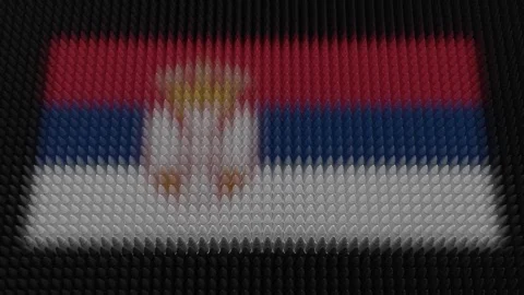 Serbian Flag Light Shining on Scrolling Bullets Stock Footage 300067833