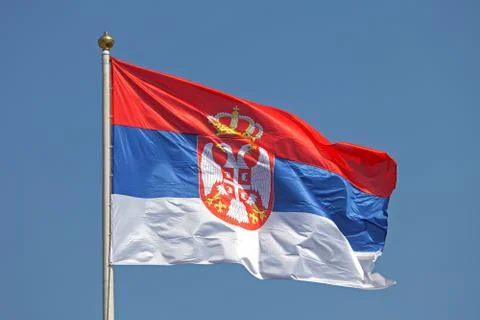 Serbian Flag Silk Stock Photos