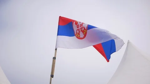 Serbian flag waving on the wind Stock Footage 115665008
