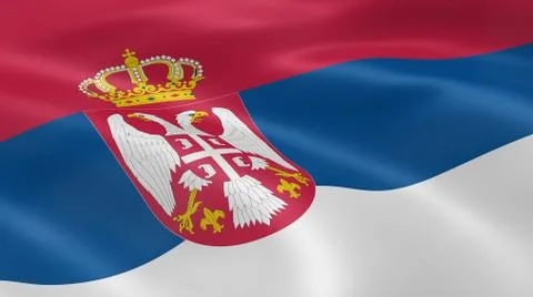 Serbian flag in the wind Stock Photos