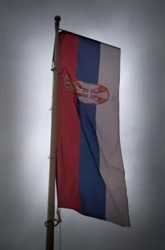 Serbian flag on wind Stock Photos