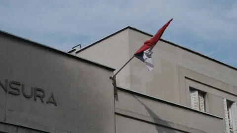 Serbian Flag Wrapped Around Pole Stock Footage 305465637