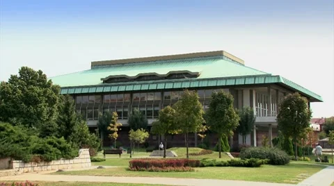 Serbian National Library - sky filter Stock Footage 8764896