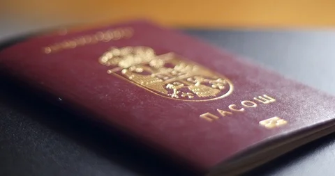Serbian passport, picking up Stock Footage 126293963