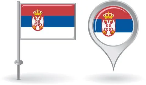 Serbian pin icon and map pointer flag. Vector Illustrazione stock