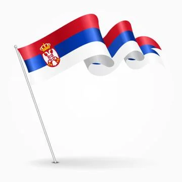 Serbian pin wavy flag. Vector illustration Stock Illustration